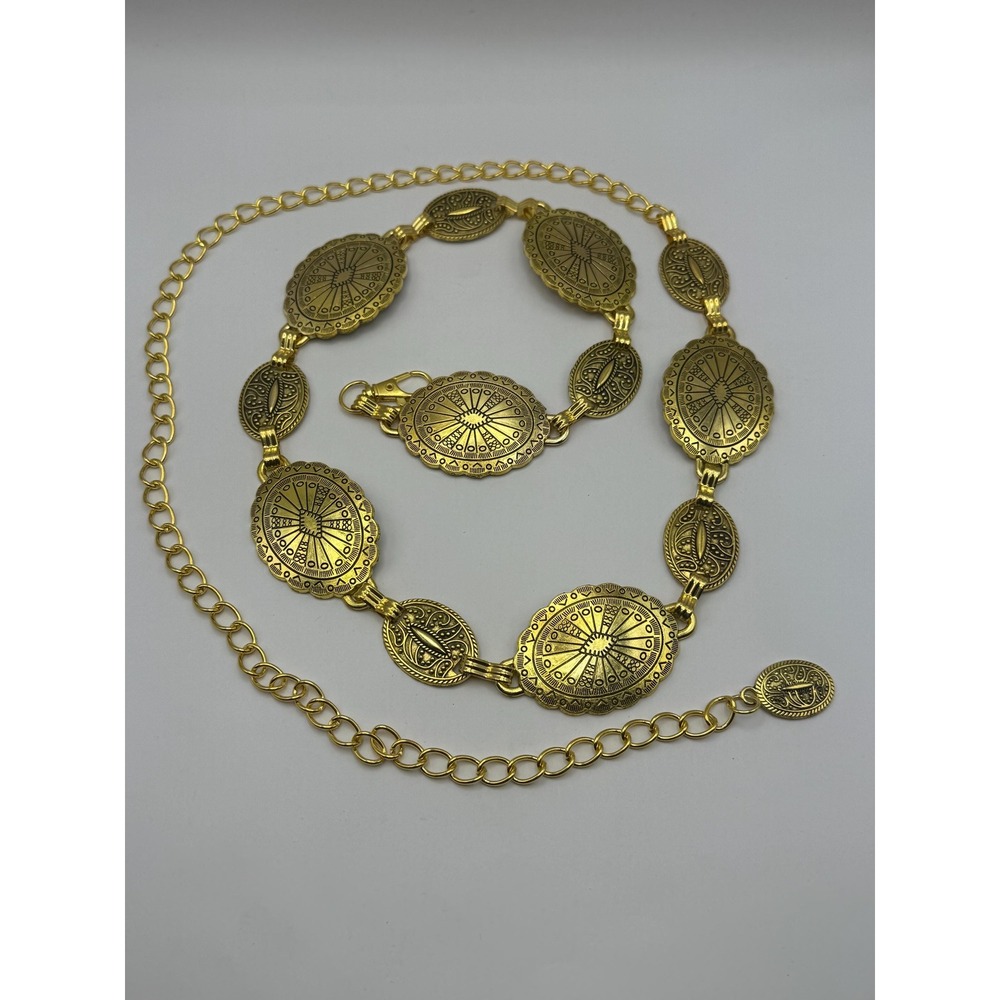 Vintage Gold Tone Medallion Station Necklace – Classic Chain Jewelry -‎ 45" - Picture 4 of 7